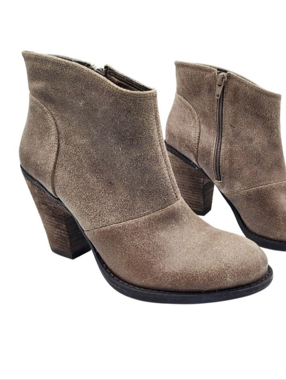 Jessica Simpson Women's Size 8 Maxi Taupe Brown Leather Leather Ankle Booties